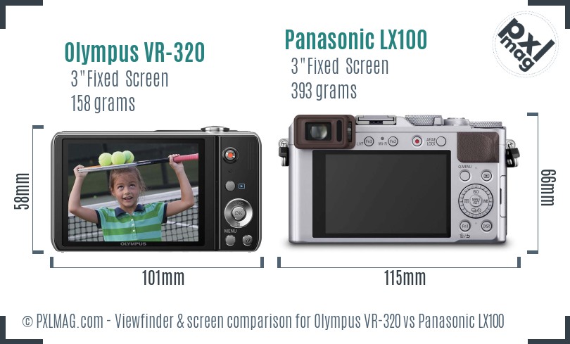 Olympus VR-320 vs Panasonic LX100 Screen and Viewfinder comparison