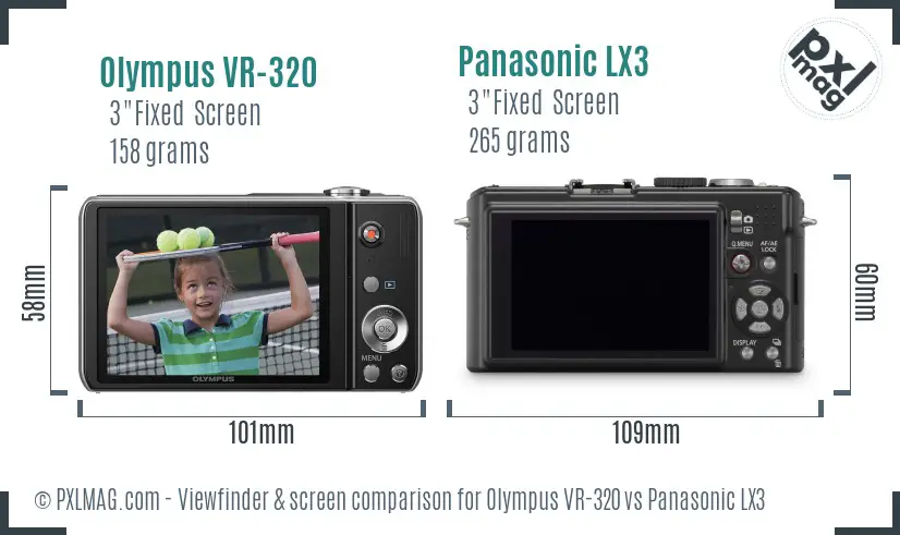 Olympus VR-320 vs Panasonic LX3 Screen and Viewfinder comparison Olympus VR-320 vs Panasonic LX3 Screen and Viewfinder comparison