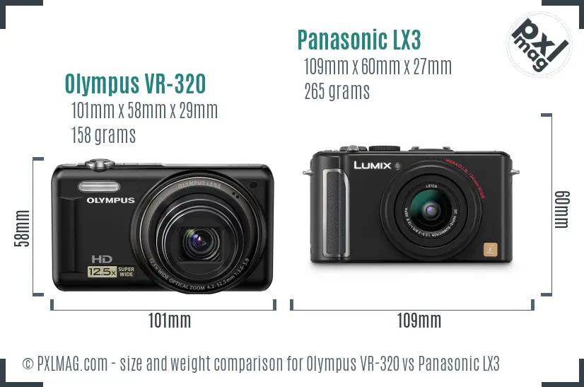 Olympus VR-320 vs Panasonic LX3 size comparison Olympus VR-320 vs Panasonic LX3 size comparison