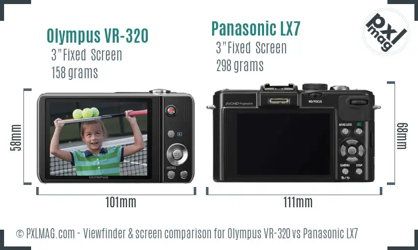 Olympus VR-320 vs Panasonic LX7 Screen and Viewfinder comparison
