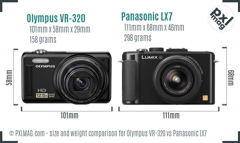Olympus VR-320 vs Panasonic LX7 size comparison