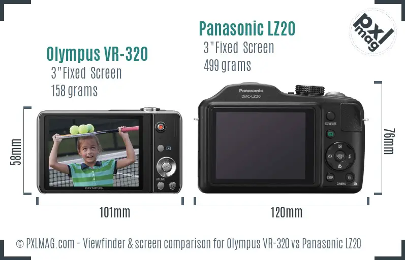 Olympus VR-320 vs Panasonic LZ20 Screen and Viewfinder comparison