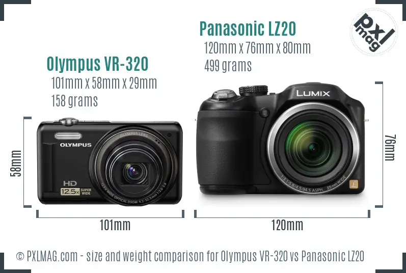 Olympus VR-320 vs Panasonic LZ20 size comparison