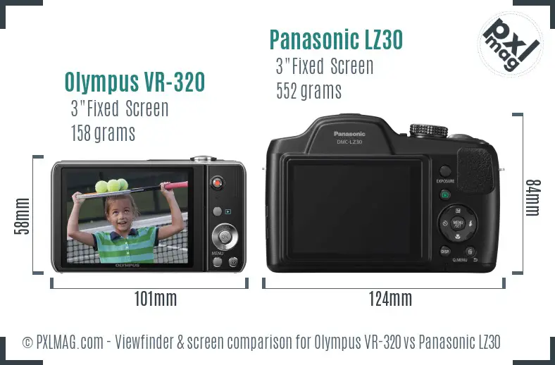 Olympus VR-320 vs Panasonic LZ30 Screen and Viewfinder comparison