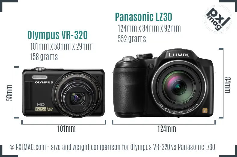 Olympus VR-320 vs Panasonic LZ30 size comparison