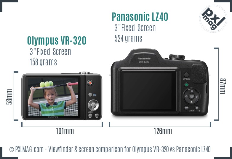 Olympus VR-320 vs Panasonic LZ40 Screen and Viewfinder comparison