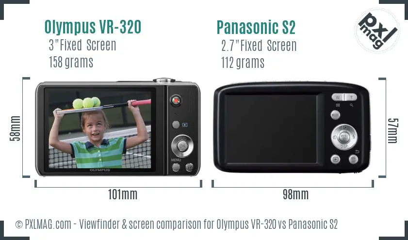 Olympus VR-320 vs Panasonic S2 Screen and Viewfinder comparison