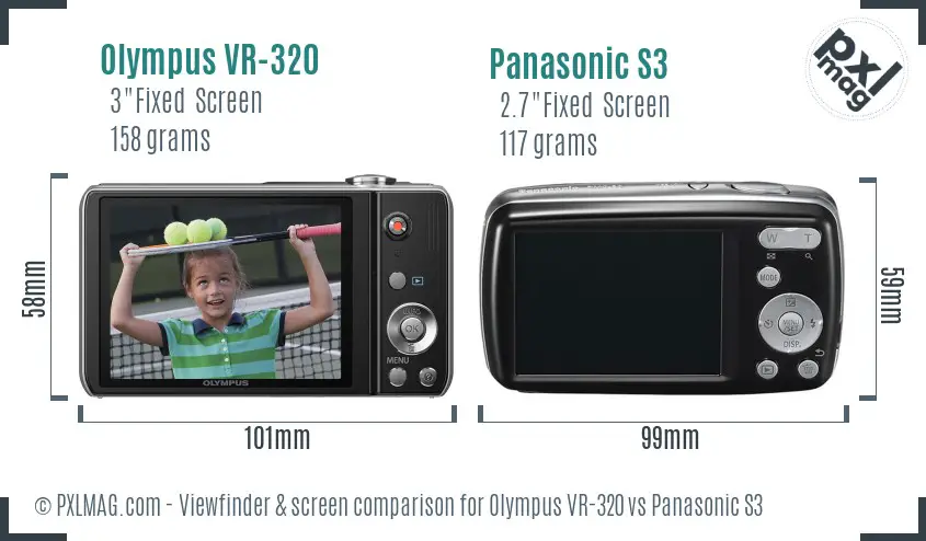 Olympus VR-320 vs Panasonic S3 Screen and Viewfinder comparison