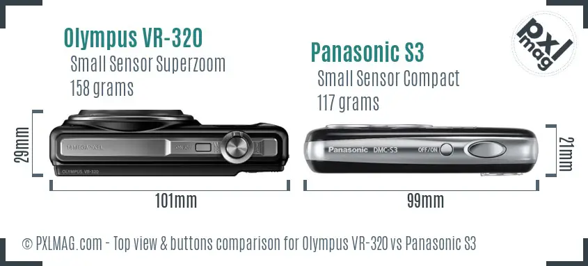 Olympus VR-320 vs Panasonic S3 top view buttons comparison
