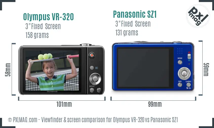 Olympus VR-320 vs Panasonic SZ1 Screen and Viewfinder comparison
