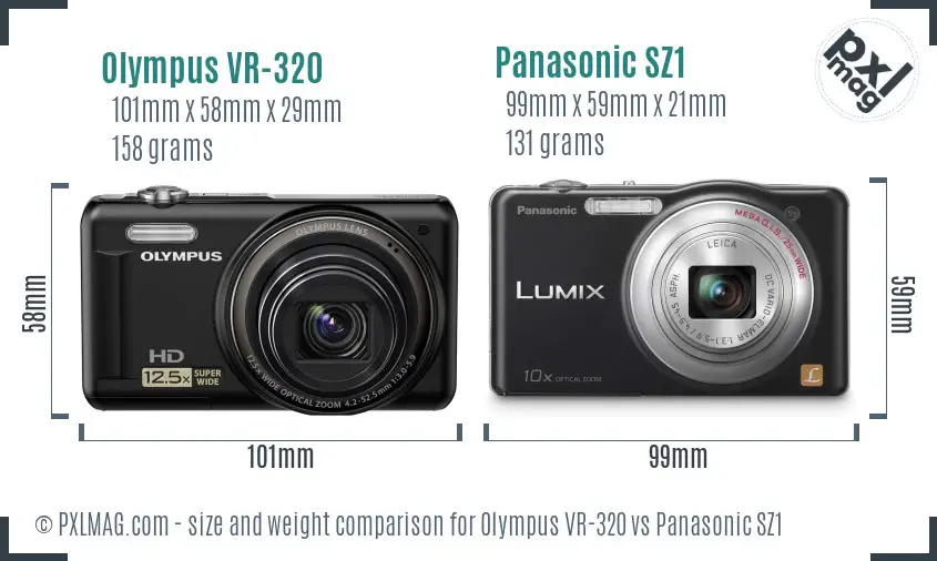 Olympus VR-320 vs Panasonic SZ1 size comparison