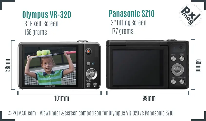 Olympus VR-320 vs Panasonic SZ10 Screen and Viewfinder comparison