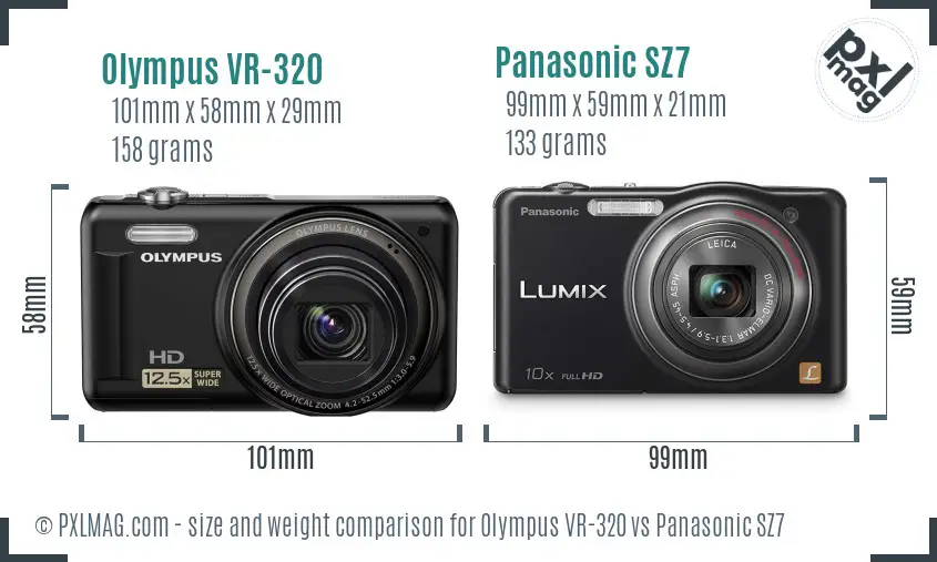 Olympus VR-320 vs Panasonic SZ7 size comparison Olympus VR-320 vs Panasonic SZ7 size comparison