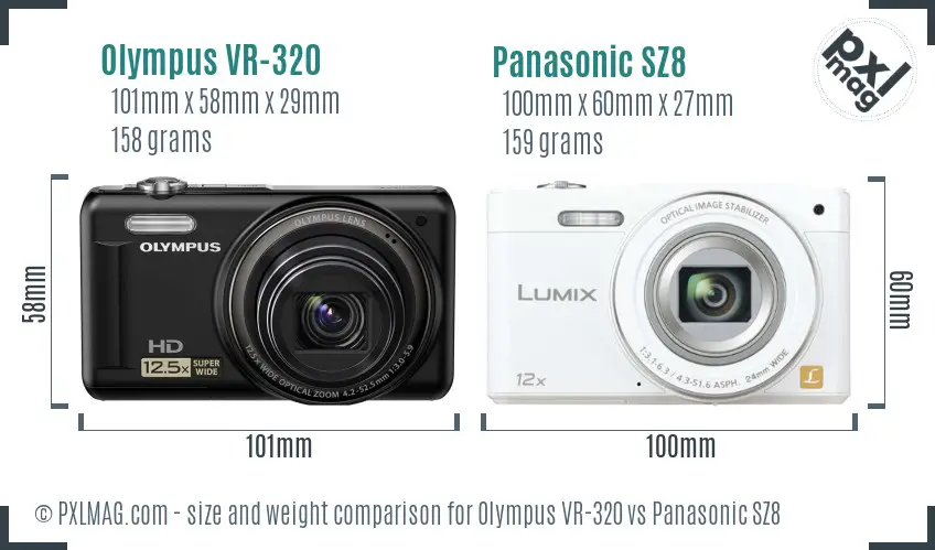 Olympus VR-320 vs Panasonic SZ8 size comparison