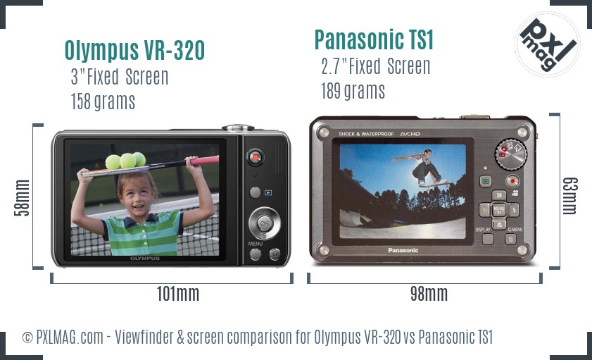 Olympus VR-320 vs Panasonic TS1 Screen and Viewfinder comparison