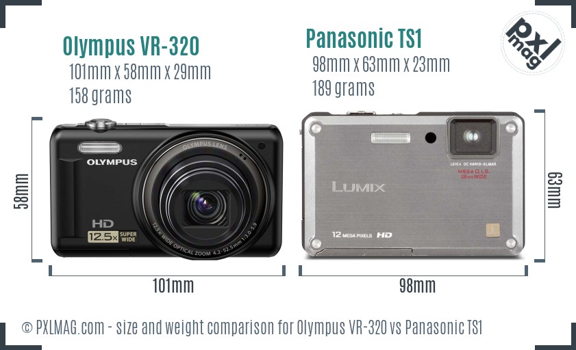 Olympus VR-320 vs Panasonic TS1 size comparison