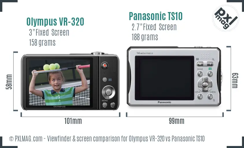 Olympus VR-320 vs Panasonic TS10 Screen and Viewfinder comparison