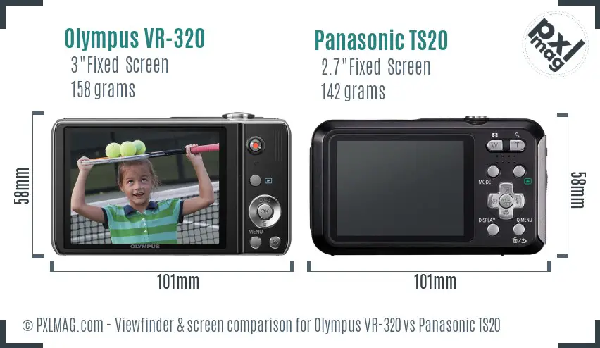 Olympus VR-320 vs Panasonic TS20 Screen and Viewfinder comparison