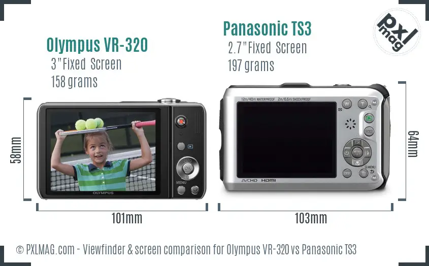 Olympus VR-320 vs Panasonic TS3 Screen and Viewfinder comparison Olympus VR-320 vs Panasonic TS3 Screen and Viewfinder comparison