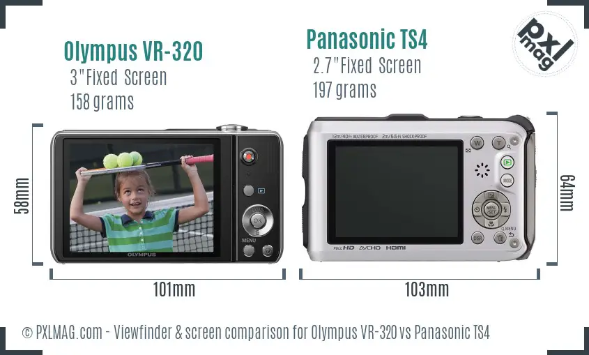 Olympus VR-320 vs Panasonic TS4 Screen and Viewfinder comparison