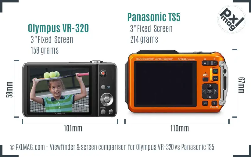 Olympus VR-320 vs Panasonic TS5 Screen and Viewfinder comparison