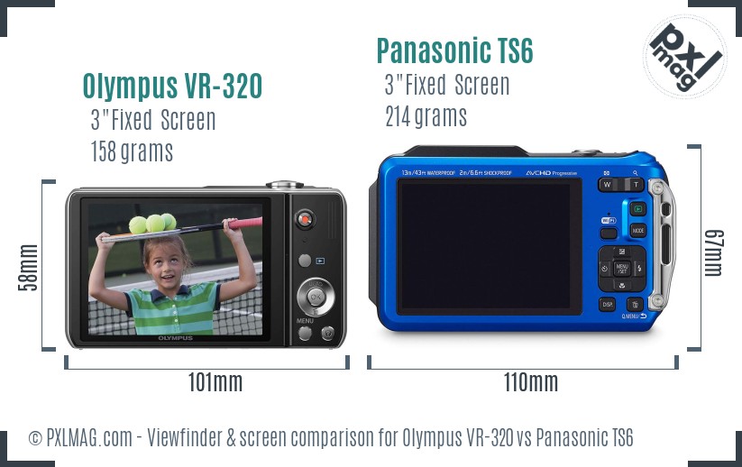 Olympus VR-320 vs Panasonic TS6 Screen and Viewfinder comparison