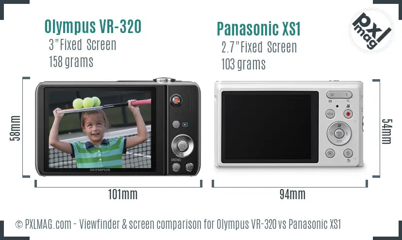 Olympus VR-320 vs Panasonic XS1 Screen and Viewfinder comparison