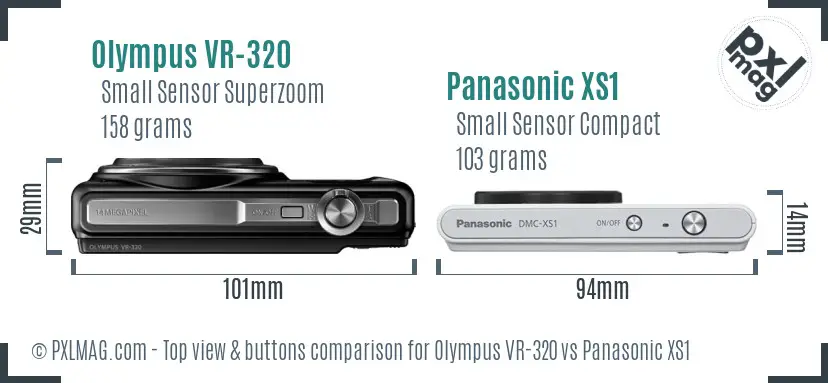 Olympus VR-320 vs Panasonic XS1 top view buttons comparison