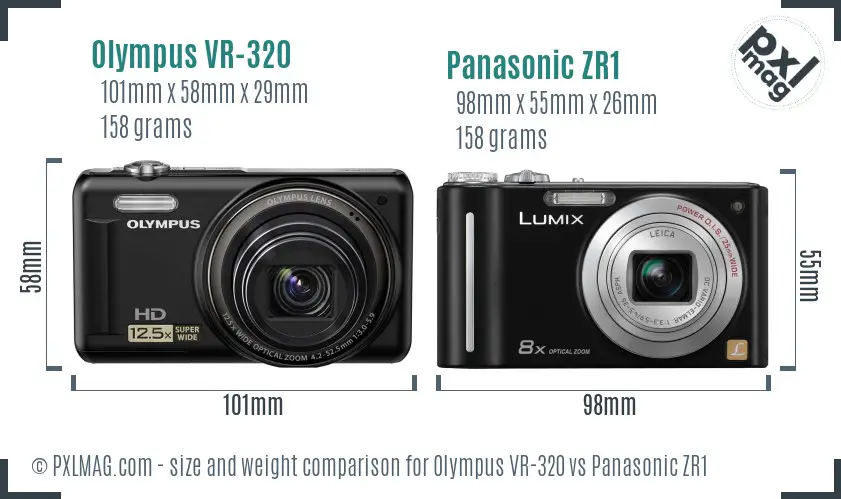 Olympus VR-320 vs Panasonic ZR1 size comparison