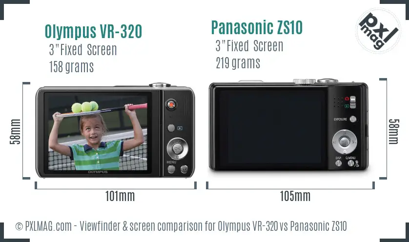 Olympus VR-320 vs Panasonic ZS10 Screen and Viewfinder comparison