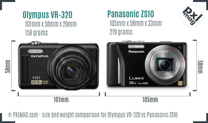 Olympus VR-320 vs Panasonic ZS10 size comparison