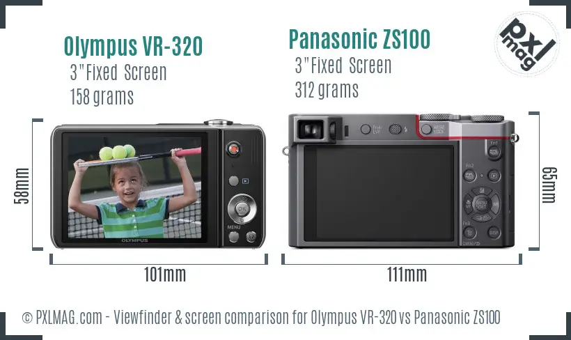 Olympus VR-320 vs Panasonic ZS100 Screen and Viewfinder comparison