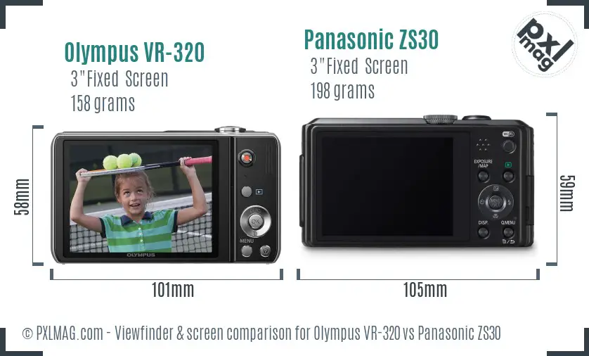 Olympus VR-320 vs Panasonic ZS30 Screen and Viewfinder comparison