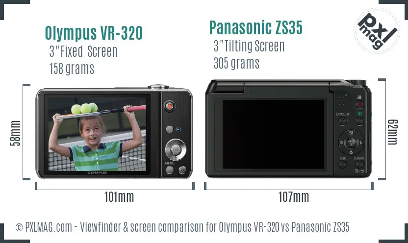 Olympus VR-320 vs Panasonic ZS35 Screen and Viewfinder comparison
