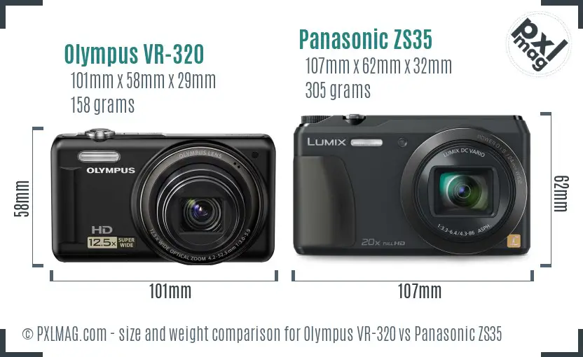 Olympus VR-320 vs Panasonic ZS35 size comparison