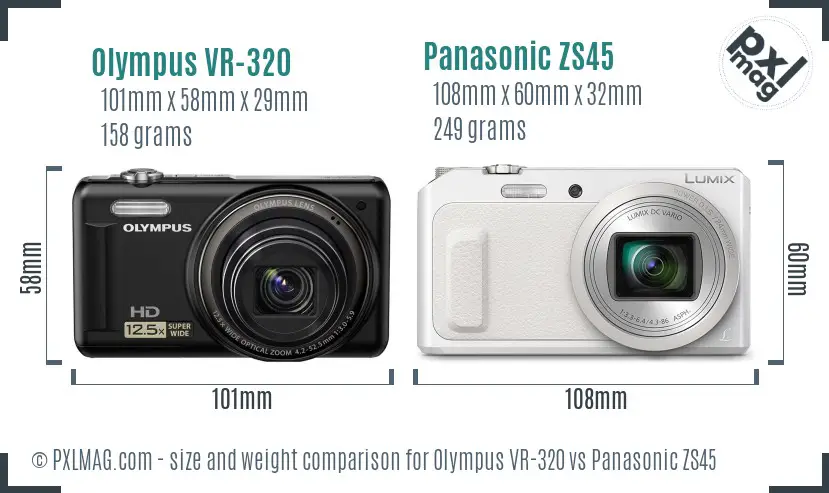 Olympus VR-320 vs Panasonic ZS45 size comparison