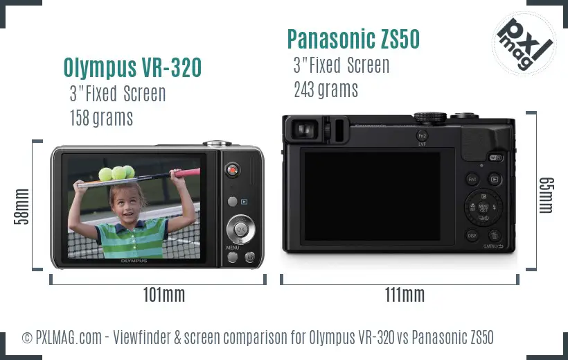 Olympus VR-320 vs Panasonic ZS50 Screen and Viewfinder comparison