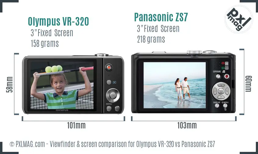 Olympus VR-320 vs Panasonic ZS7 Screen and Viewfinder comparison