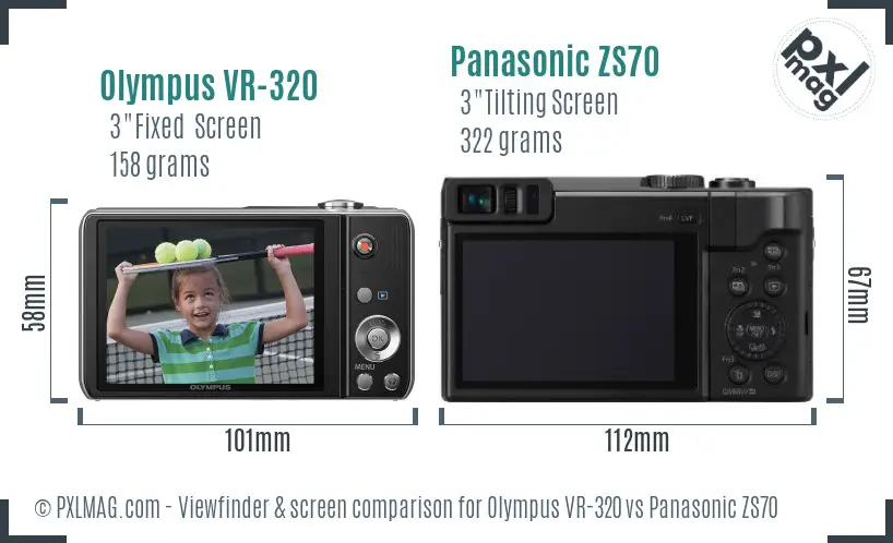 Olympus VR-320 vs Panasonic ZS70 Screen and Viewfinder comparison