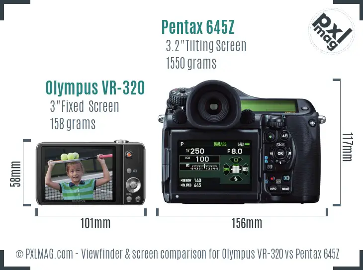 Olympus VR-320 vs Pentax 645Z Screen and Viewfinder comparison
