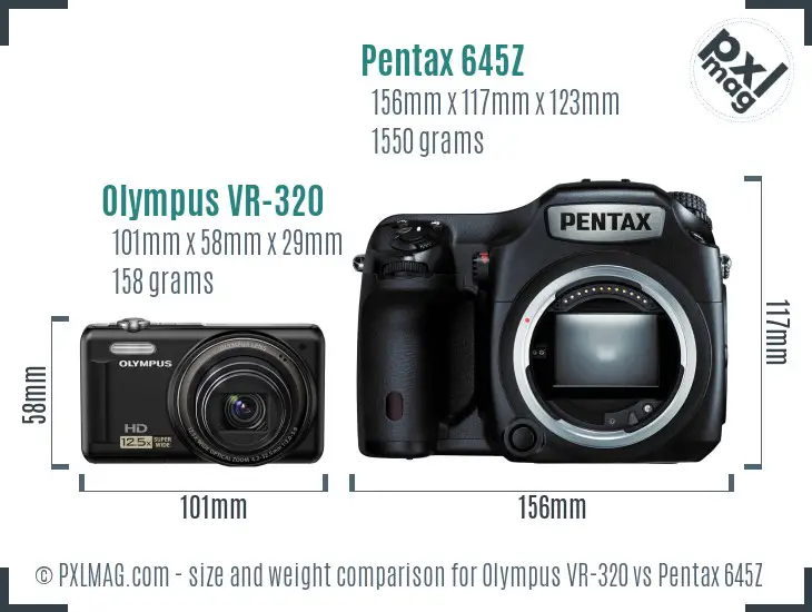 Olympus VR-320 vs Pentax 645Z size comparison