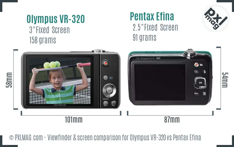 Olympus VR-320 vs Pentax Efina Screen and Viewfinder comparison