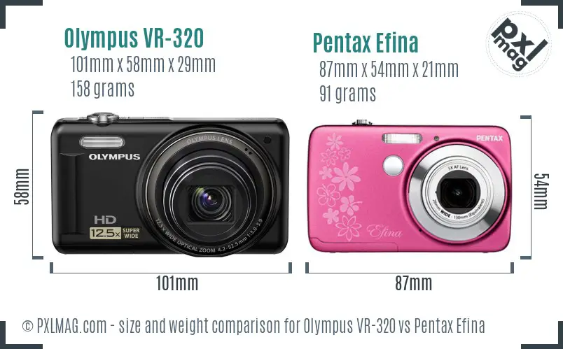 Olympus VR-320 vs Pentax Efina size comparison