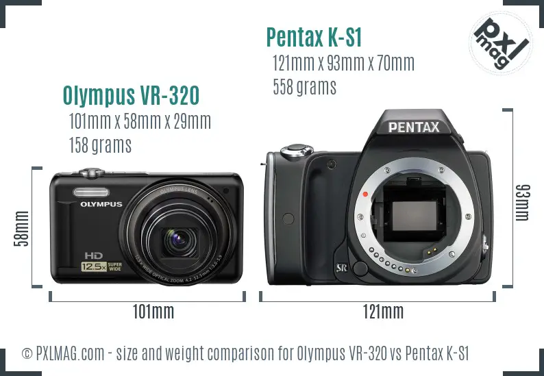 Olympus VR-320 vs Pentax K-S1 size comparison