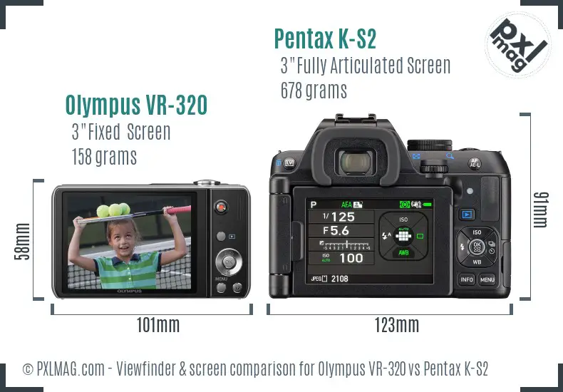 Olympus VR-320 vs Pentax K-S2 Screen and Viewfinder comparison