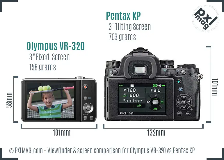 Olympus VR-320 vs Pentax KP Screen and Viewfinder comparison Olympus VR-320 vs Pentax KP Screen and Viewfinder comparison