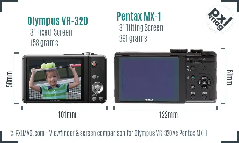 Olympus VR-320 vs Pentax MX-1 Screen and Viewfinder comparison