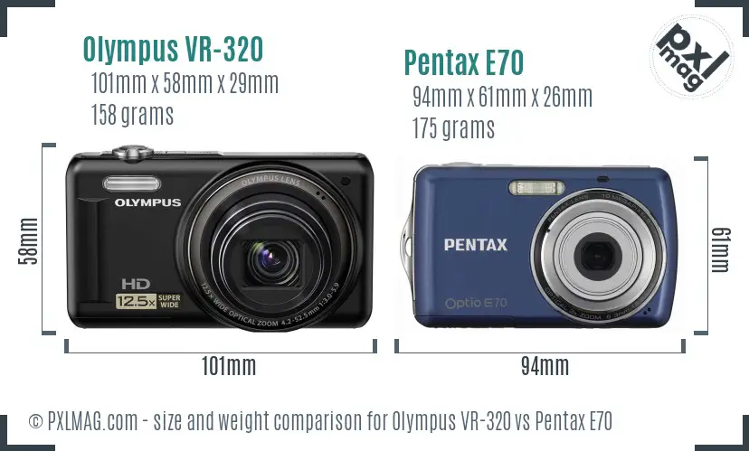 Olympus VR-320 vs Pentax E70 size comparison Olympus VR-320 vs Pentax E70 size comparison