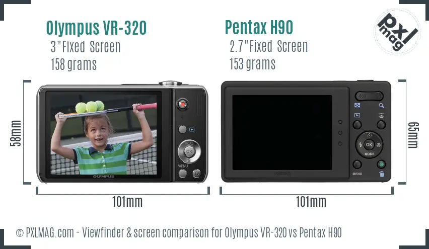 Olympus VR-320 vs Pentax H90 Screen and Viewfinder comparison
