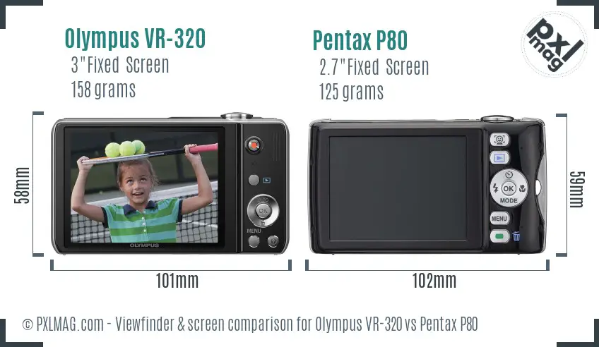 Olympus VR-320 vs Pentax P80 Screen and Viewfinder comparison